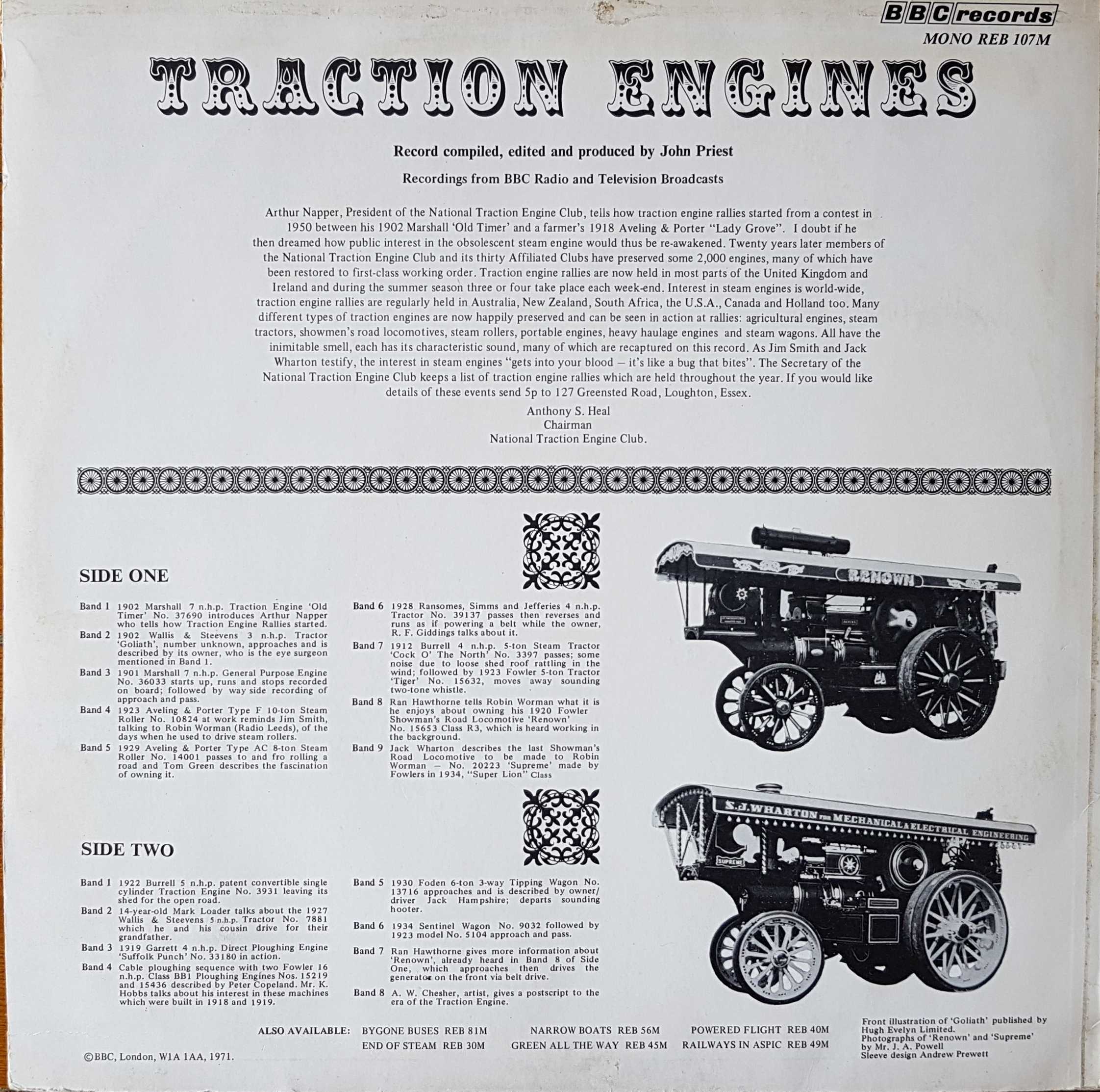 Picture of REB 107 Traction engines by artist John Priest from the BBC records and Tapes library